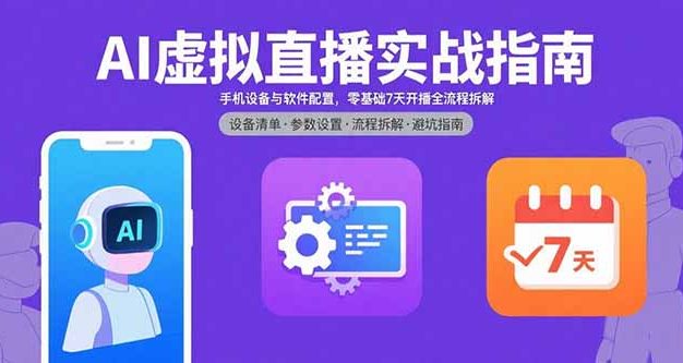 AI虚拟直播实战指南,手机设备与软件配置,零基础7天开播全流程拆解