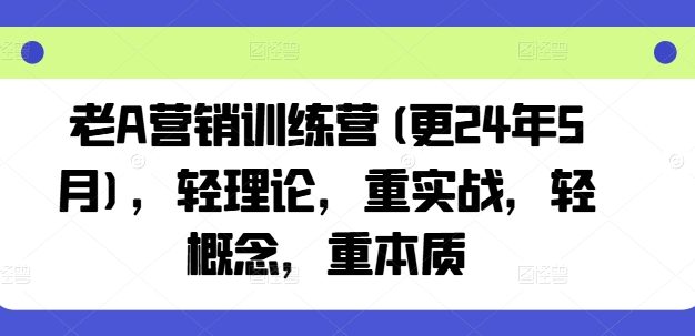 老A营销训练营(更25年8月),轻理论,重实战,轻概念,重本质