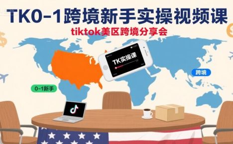 TK0-1跨境新手实操视频课,tiktok美区跨境分享会