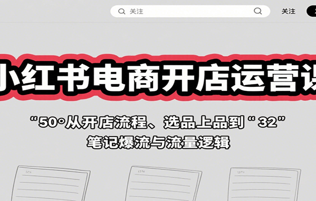 小红书电商开店运营课:从开店流程、选品上品到笔记爆流与流量逻辑