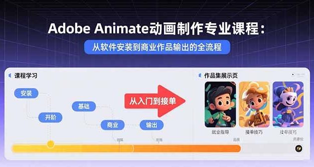 Adobe Animate动画制作专业课程:从软件安装到商业作品输出的全流程