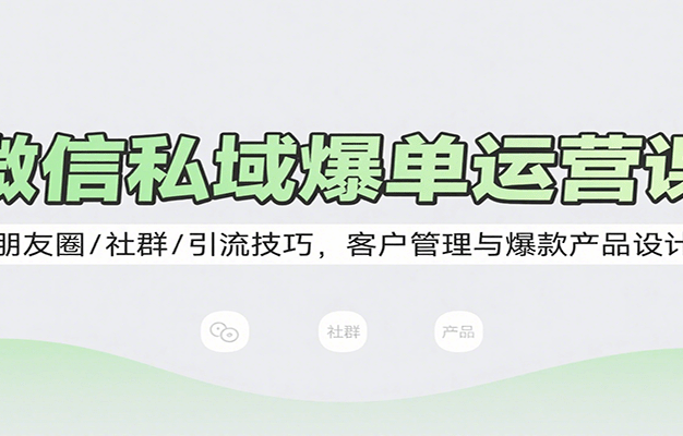 微信私域爆单运营课:朋友圈/社群/引流技巧,客户管理与爆款产品设计
